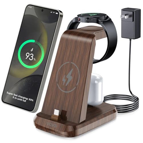 3 in 1 Charging Station for Samsung Devices, 36W Super Fast Charger Via USB C, Galaxy Watch Charger for Samsung Galaxy Watch Ultra/7/6/5/4/3, Galaxy S24/S23/S22/S21/Note20/Z Flip 5/Fold 5, Buds2/Pro
