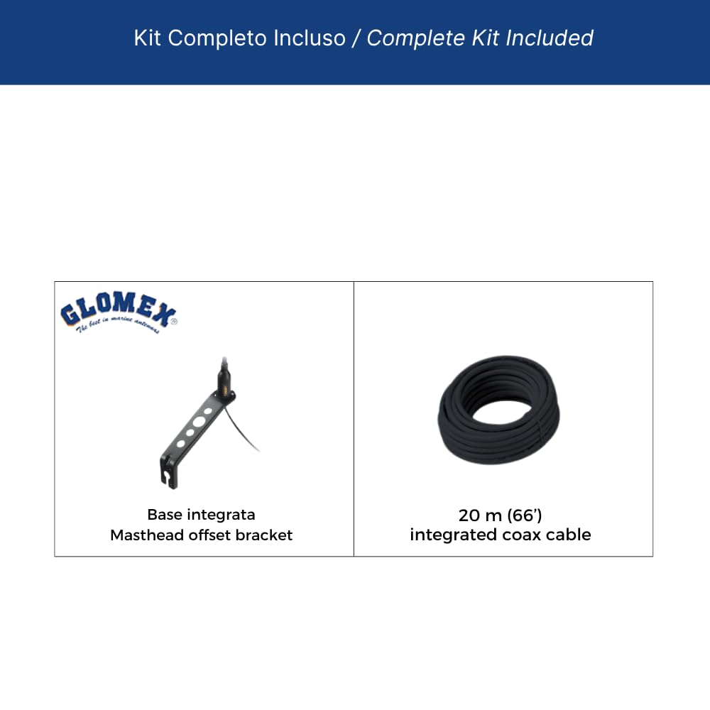 Glomex Antena VHF Marina 6dB Design Black Edition, modelo SGV80SBWIBK (Black Swan) – Alto rendimiento, instalación premium, para yates y barcos
