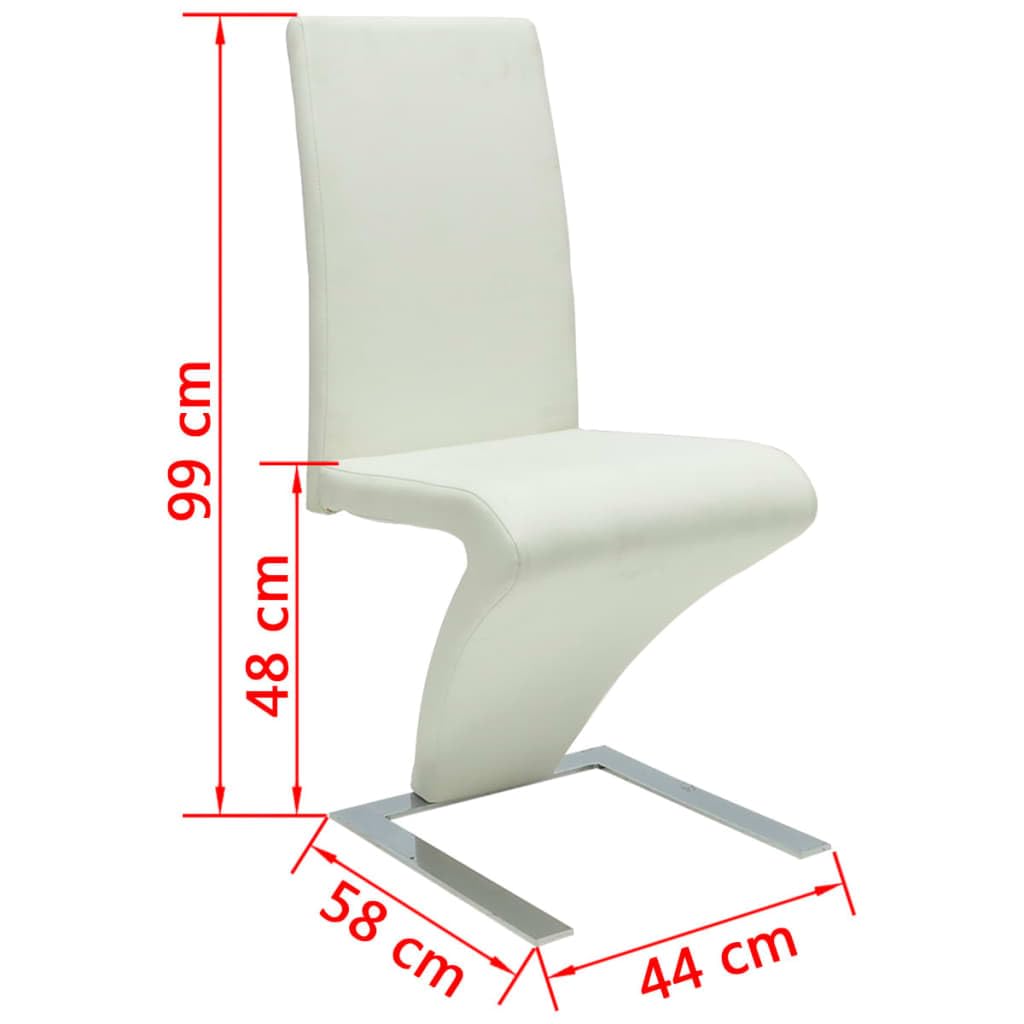 Juego de 4 sillas de comedor blancas 58 x 44 x 99 cm | Poliuretano 100%, patas cromadas, respaldo ergonómico, asiento 48 cm