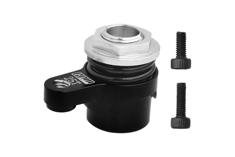 GPM 7075 Alloy 25T Servo Saver Set Horn W. Built-in Spring for ARRMA 1/18 Granite Grom Mega 380 ARA2102 Typhon Grom ARA2106 (Black)