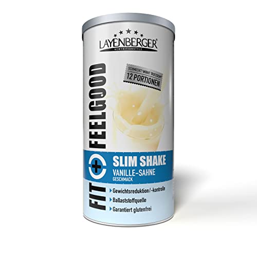 Layenberger Fit+Feelgood Slim Shake Powder, Mahlzeitersatz für 12 Portionen mit je 214 kcal (1x 396 g) - Vanille-Sahne