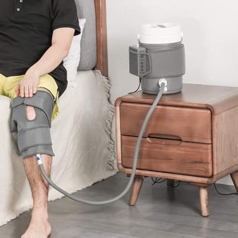 WECIYGG Weciygg Cryo Cuff Knee Cold Therapy Kit Knee Cold Compression Machine Knee Ice Water Cooler Cryotherapy Knee Cold Pack for Pain Relief Knee Post Surgery Recovery, Grey, 1.0 Count Cover