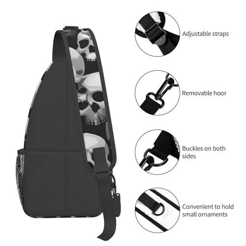 Mochila cruzada tipo sling con estampado de calavera miniatura 5