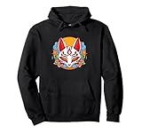 cute nine taile fox kitsune mask lover felpa con cappuccio