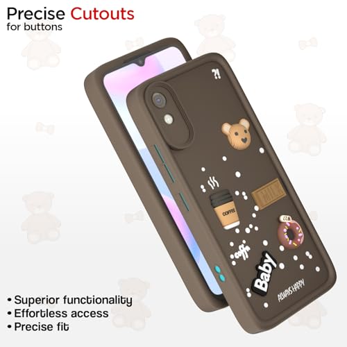 Image of Pikkme Back Cover for Redmi 9A / 9i / 9A Sport | Cute Fun Cartoon 3D Bear Silicone Full Body Protection Bumper Cover (Brown)