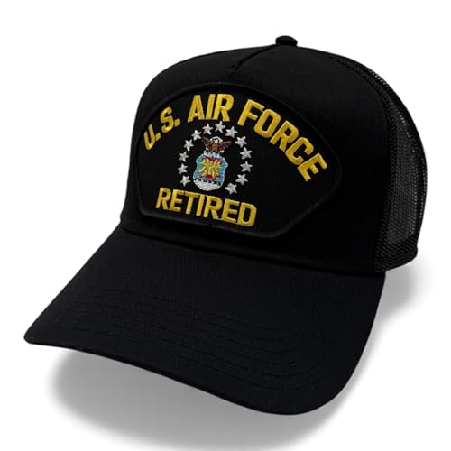 Infinite Hats US Air Force Veteran Patch Retired Adjustable Baseball Cap (Black Mesh (Retired))