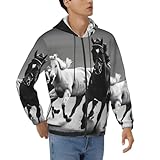 Coupe ample avec capuche réglable : conçu avec une silhouette décontractée et ample, ce sweat-shirt à capuche imprimé chevaux noirs et blancs offre un maximum de confort. La capuche réglable avec cordon de serrage améliore l'ajustement et ajoute une touche tendance à votre tenue décontractée.