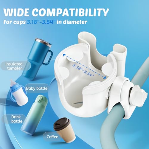 Image of Guiseapue 2-in-1 Stroller Cup Holder Phone Holder, White, Baby Essentials