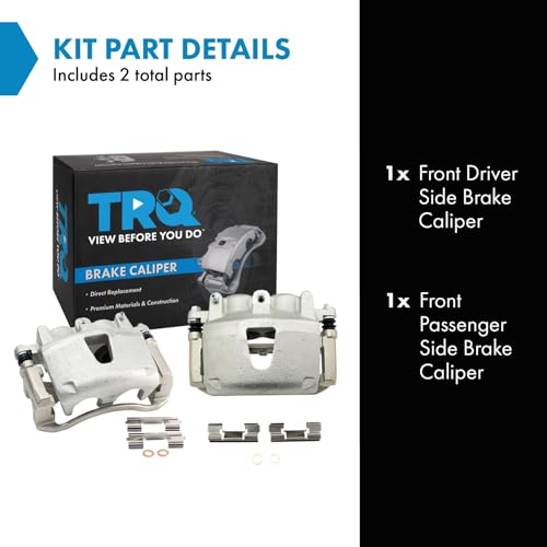 Image of TRQ Front Brake Caliper Set Zinc Coated Brackets Hardware Compatible with 2005-2010 Jeep Grand Cherokee 2006-2010 Commander