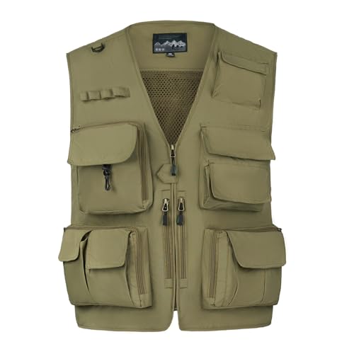 Image of AOTORR Mens Outdoor Work Safari Cargo Photo Travel Fishing Vests for Men with Multi-pockets
