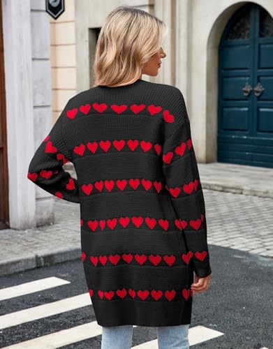 Image of Alsol Lamesa Women's Long Sleeve Heart Cardigan Sweaters V Neck Open Front Knit Coat