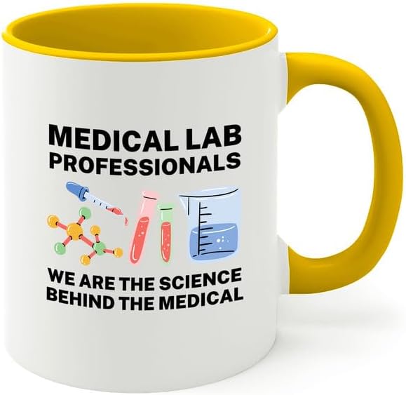 Med Laboratory Professionals 2Tone Mug 11oz Yellow -Med Laboratory Professionals A - Doctor Pharmacist Nurse Pediatrician Lab Scientist Lab Assistant Biologist Microbiology