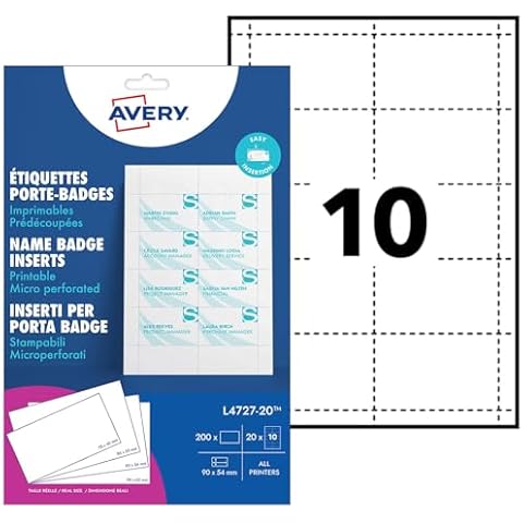 Avery L4727-20 Printable Badge Insert Refills Cover