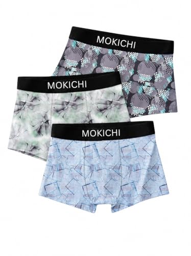 Image of Men's Printed Boxer Briefs | Comfortable Trunk-Style Innerwear with Elastic Waistband | Multicolor Pack of 3