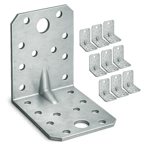 OMIDEAS 10 x Escuadra para cargas pesadas (70 x 70 x 55 x 2) Conector en ángulo Conectores angulares con reborde galvanizada