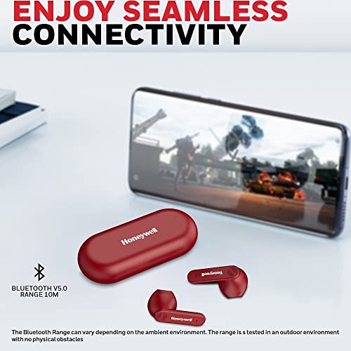 Image of Honeywell Suono P2000 Truly Wireless Earbuds, Bluetooth V5.0, 2 Hrs uninterrupted Music with 10 min of Charge, Dynamic 13.2mm Drivers, 300mAh Battery, IPX4 Water Resistance, Voice Assistant Enabled