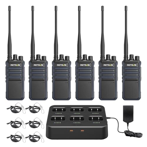 Image of Retevis RT86A Long Range Walkie Talkies with Earpiece, High Power GMRS Two Way Radio with 6 Way Charger, Group Call, 2500mAh Rechargeable, Durable 2 Way Radio for Fulfillment Center Industry(6 Pack)