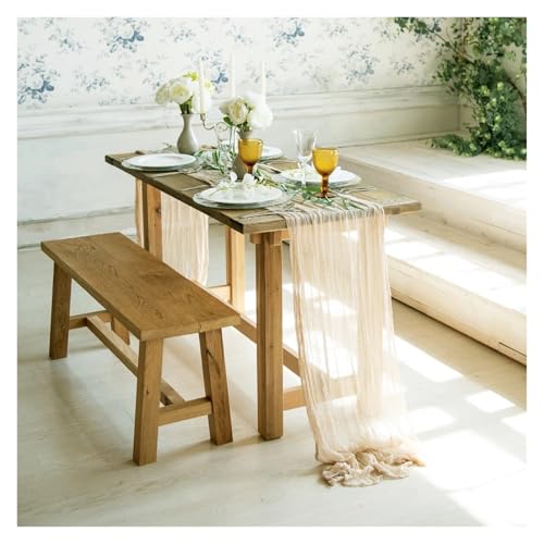 OZLCUA Runner da tavola in Garza Dirty Pink Gauze Table Runner Cheesecloth Table Setting Dining Vintage Wedding Party Christmas Banquets Arches Cake Decor Lavabile Tablerunner(Khaki,90X400cm)