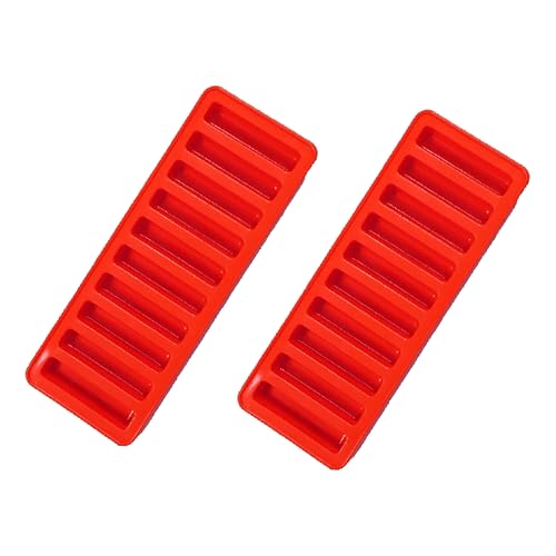 Silicone Long Ice Cube Tray for Water Bottles Red with Support Frame Easy-Release Ice Stick Mould for Whiskey Cocktails Coffee Reusable 2 Pack