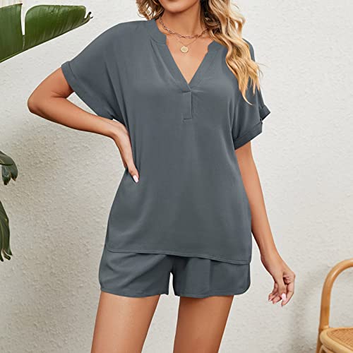 Conjunto de moletom feminino de duas peças, manga curta e calça curta para treino, roupa casual atlé