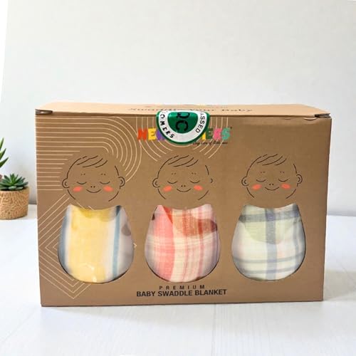 Image of NEW COMERS Cotton Muslin Baby Swaddle Set, Multicolor Printed Muslin Swaddle Wrap for New Born Baby, Soft Pure Cotton Sheet Baby Wrap Set, Baby Product (Swaddle 05)