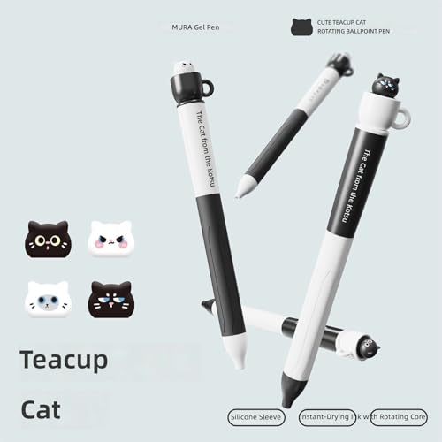 Set de 4 bolígrafos gel con diseño de gato 0.5 mm miniatura 2
