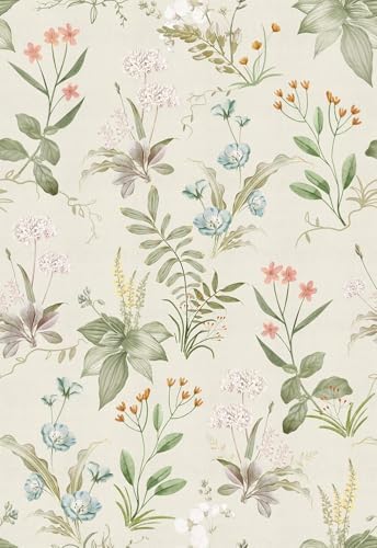 Simon&Siff Vintage Wallpaper Peel and Stick Beige Floral Contact ...