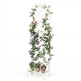 HOMASIS Traliccio per Rampicanti da Esterno con Ripiano Pieghevole, Grigliato per Recinzione in Metallo Antiruggine, Graticcio Decorativo per Piante Clematide Rose, 50 x 190 cm (1, Bianco)