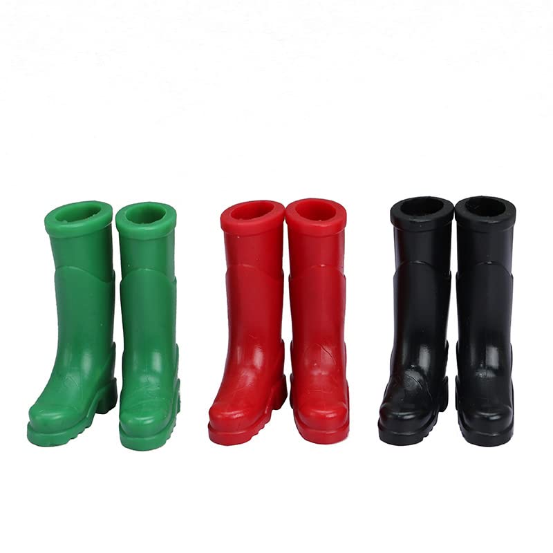SXFSE Doll Accessories, Dollhouse Miniature Scene Model 3 Pairs Rubber Rain Boots Shoes Pretend Play Toy