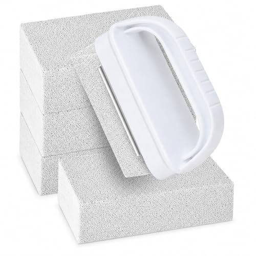 Pool Cleaning Pumice Stone with Handle Heavy Duty Cleaning Pumice Brick Hand-Held Pool Cleaning Block Pools Tile Cleaner Stone for Swimming Pool Spa Grout and Concrete Removing Stains (3)