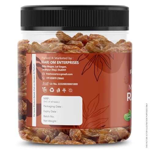 Image of FreshoCartz King Size Munakka Raisins with Seeds 500g - Sun Dried Big Munakka Dakh Jar Pack | Healthy Dry Fruit For Gifting