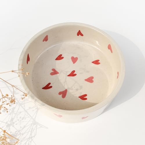 Image of Twin Heart Breakfast Bowl | Dishwasher Microwave Safe | Adorable Ceramic Bowl | Cute Valentine Heart Printed Patterned Dessert /Breakfast /Soup /Ice Cream Small Bowl (Multiclour 2)