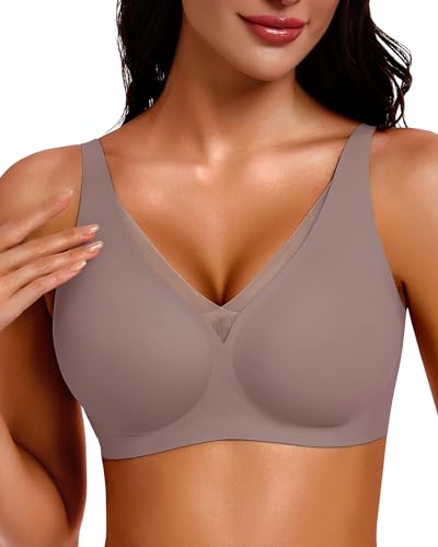 Image of Gailife Deep V Jelly Bras for Women No Underwire Wireless Seamless Push Up Bra Comfort Support Plunge Bralette Full Coverage
