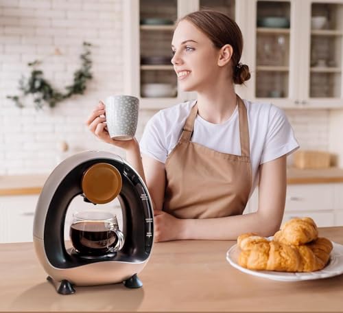 Image of RECAFIMIL MINI Q 2-in-1 Single Serve Coffee Maker - Brew K-Cups or Ground Coffee (4-8 oz) - Compact Americano Coffee Brewer with Reusable Filter (GREY)