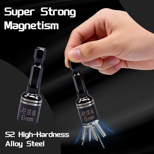 Image of RUIAN 12 Pcs Power Nut Driver Set, 5 /16 Inch (8mm) Magnetic Nutsetter, 1 /4 Inch Hex Shank Impact Ready Drill Bit Holder for Impact Drill & Electric Drill, Nut Driver Tool Set for Men