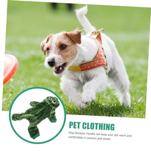 Disfraz de dinosaurio para perro WOONEKY talla S verde miniatura 4