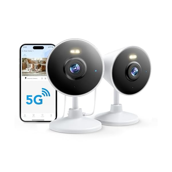 [5G & 2.4G] Indoor/Outdoor Security Camera for Home, Baby/Elder/Dog/Pet Camera with Phone App, Wi-Fi Camera w/Spotlight, Color Night Vision, 2-Way Audio, 24/7, SD/Cloud Storage, Work w/Alexa, 2Pack
