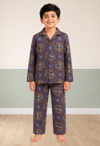Image of 3BROS Kid's Pure Cotton Full Sleeves Night Suit /Dress for Boys /Girls Full Pajama & Top Sleep Suit Combo Set