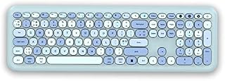 2.4G USB & Dual Bluetooth Wireless Keyboard, Multi- Device Rechargeable Cordless Keyboard UK Layout for Computer, PC, Laptop,Mac, Tablet, Smartphone, Blue