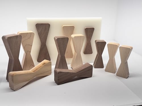 Walnut Maple Wood Bow Tie Inlays, with Router Template, Variety Sizes, 12 Pack