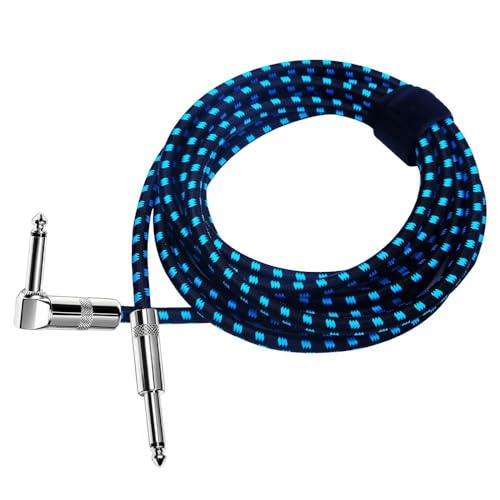 Rayzm Cable de la Guitarra - 5 Metros Silencioso Guitarra/Bajo y Acordes, 1/4" (6.35mm) en ángulo Trenzado Conector Macho Mono TS, el Cable Es una Mezcla de Lana Tejida