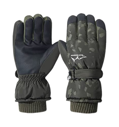 ORISH Winter Ski Glove for Women Men Touchscreen Waterproof Snow Gloves for Cold Weather Skiing & Snowboarding (Dark green-Men)