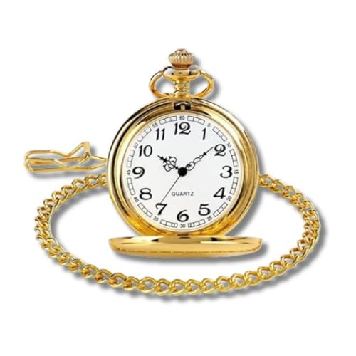 Relógio De Bolso Com Corrente Antigo Vintage Dourado Liso