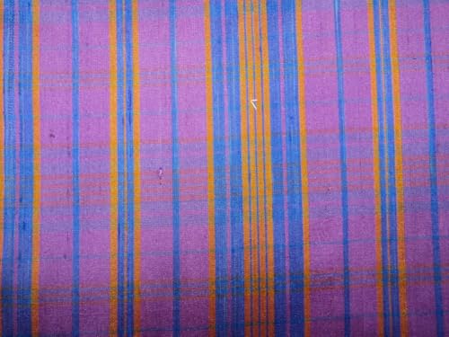 Dupion 100 % soie au mètre tissu bleu violet moutarde largeur 137 cm - 4
