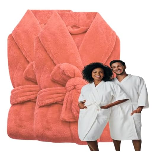 2 Roupões Microfibra Adulto Extra Macio Unissex - Salmão - Único