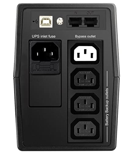 Image of UPS Power Supply UK, Computer Uninterruptible Power Supply Units - 600VA /360Watts UPS with Battery Backup, 3 IEC Outputs for Surge Protection Ideal for Home or Office, 2 Year Warranty