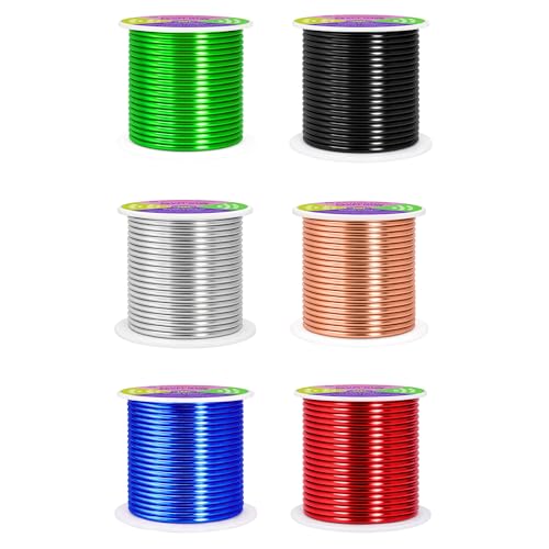 Image of Mandala Crafts 8 GA Black Red Green Assorted Anodized Aluminum Craft Wire | 120 FT, Colored, Flexible, Bendable for Bonsai Armature Sculpting Wire Wrapping Jewelry Making, Weather & Tarnish Resistant