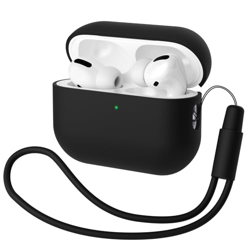 Mocarheri Siliconen hoes Compatibel met Airpods Pro 2 Generation hoes 2022, Ultra-Thin, siliconen stootvaste zachte beschermhoes voor Airpods Pro 2, LED vooraan zichtbaar (zwart)