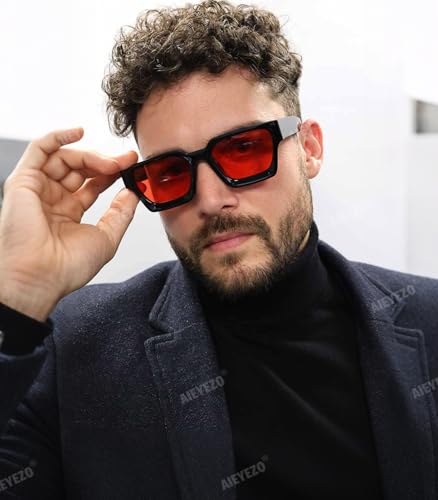 Image of AIEYEZO Square Sunglasses for Women Men Square Thick Frame Sun Glasses Simple Designer Style Shades