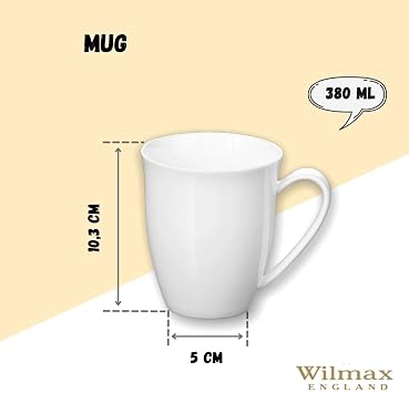 İngiliz Beyaz Porselen Kupa 380ml Mug Tekli Yuvarlak